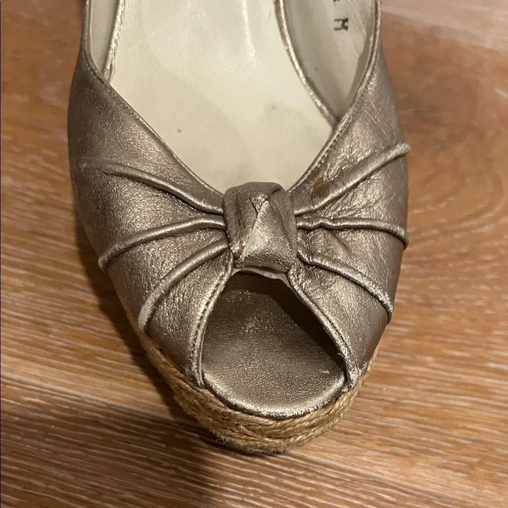 Stuart Weitzman Metallic Wedge Sandals, Size 7.5 - Picture 10 of 16